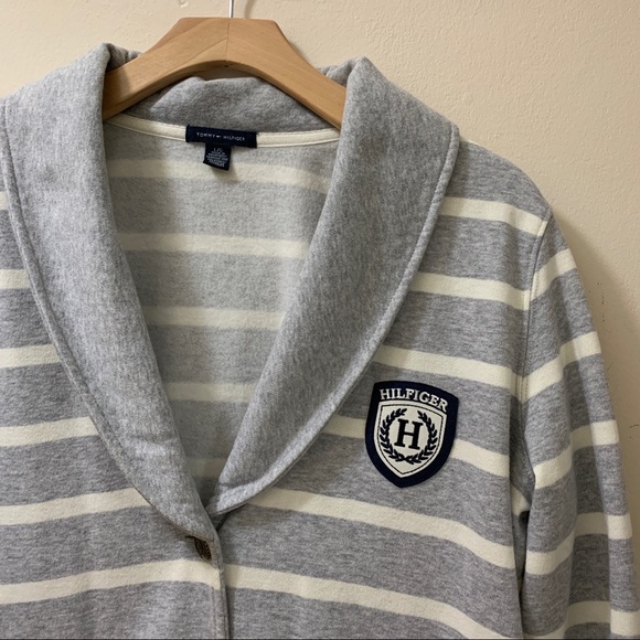 Tommy Hilfiger Stripped Collar Cardigan - Grey/White - Picture 4 of 6